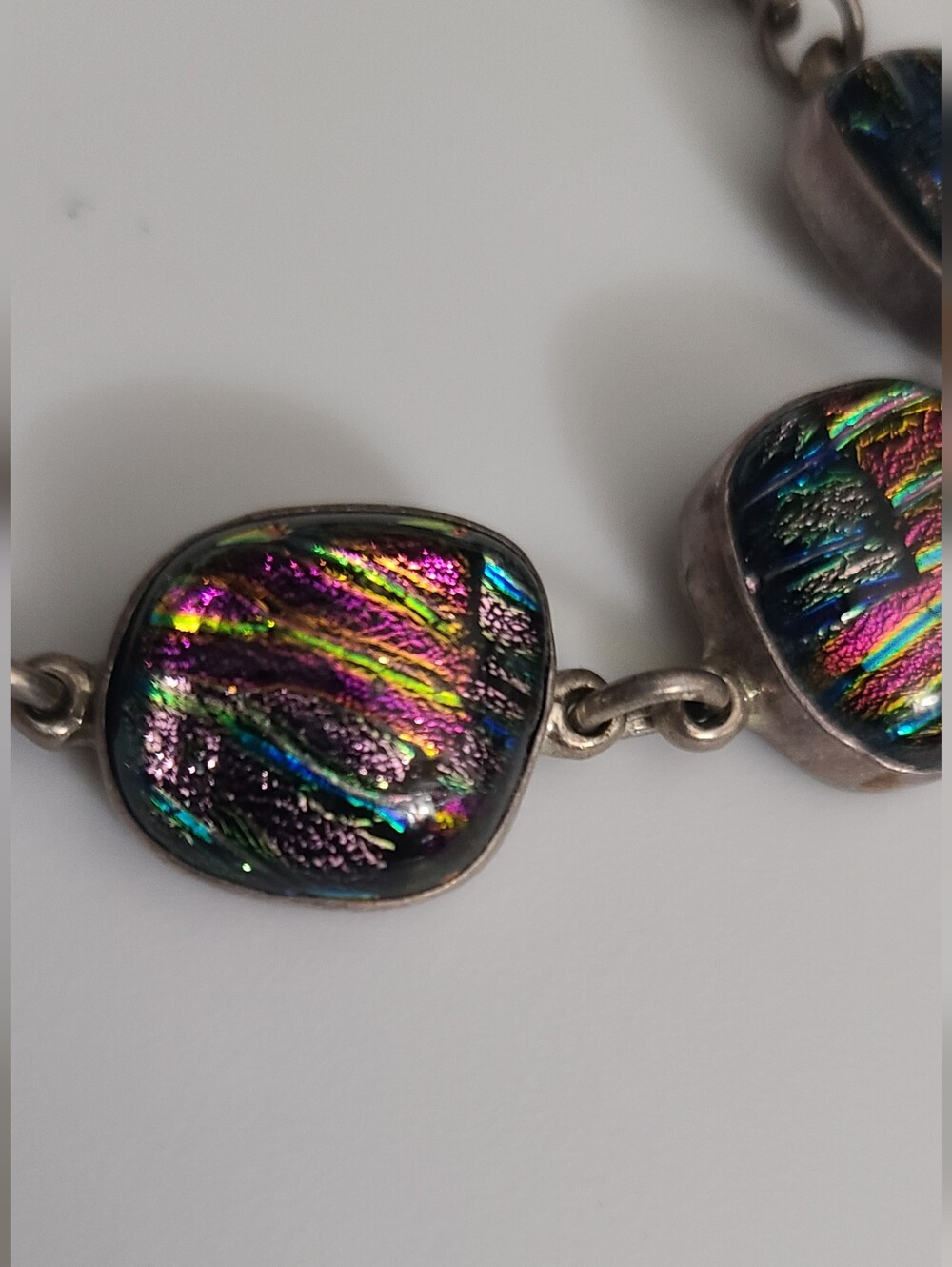Vintage 950 Dichroic Glass Michael Campion Bracelet 35.5g Toggle Estate Jewelry - Picture 3 of 12